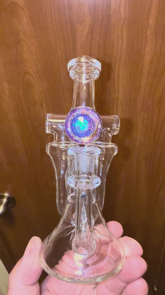 Clear Double recycler with faceted attachments.